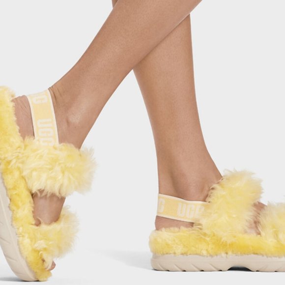 UGG Shoes - UGG Fluff Sugar Sandal in Yellow - Size  7 -  New
